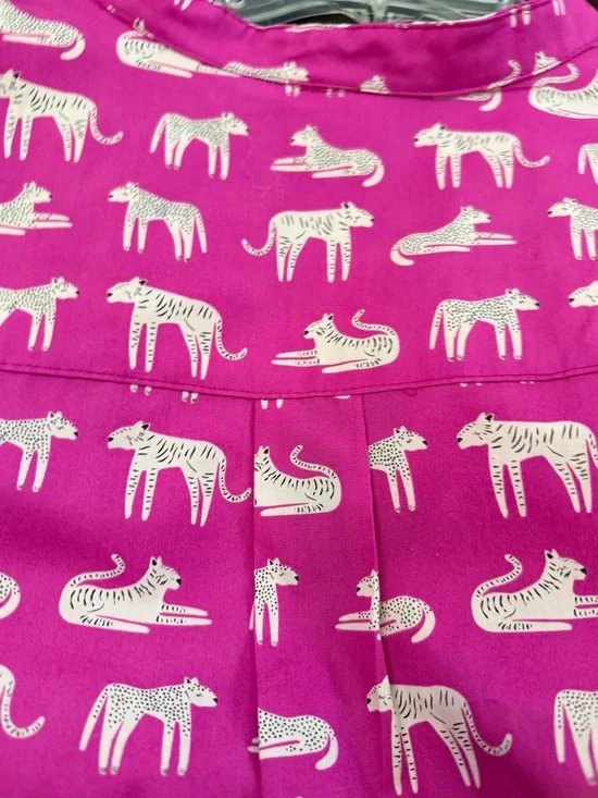 NWOT Uncle Frank Slow Fashion Dress XL Pink Tigers 🐯 Yellow Roll Up Cuffs Artist - Picture 6 of 11